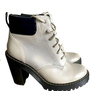 Dr. Martens Persephone Womens Grey High Block Heel Platform Ankle Boots US 9 L